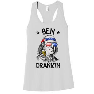 Ben Drankin 4th of July Benjamin Franklin American Flag Women's Racerback Tank