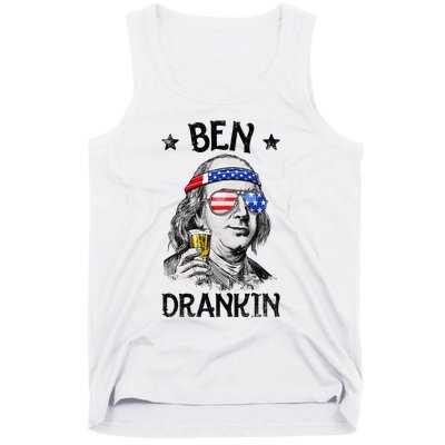 Ben Drankin 4th of July Benjamin Franklin American Flag Tank Top