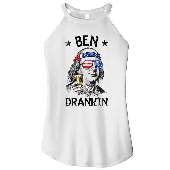 Ben Drankin 4th of July Benjamin Franklin American Flag Women's Perfect Tri Rocker Tank