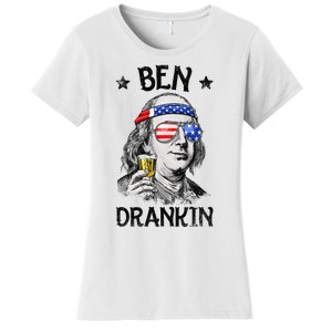 Ben Drankin 4th of July Benjamin Franklin American Flag Women's T-Shirt