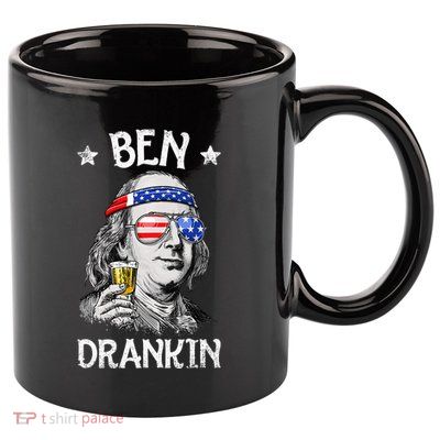 Ben Drankin 4th Of July Benjamin Franklin Women Usa Flag 11oz C Handle Ceramic Mug