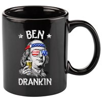 Ben Drankin 4th Of July Benjamin Franklin Women Usa Flag 11oz C Handle Ceramic Mug