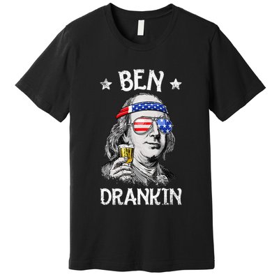 Ben Drankin 4th Of July Benjamin Franklin Women Usa Flag Premium T-Shirt