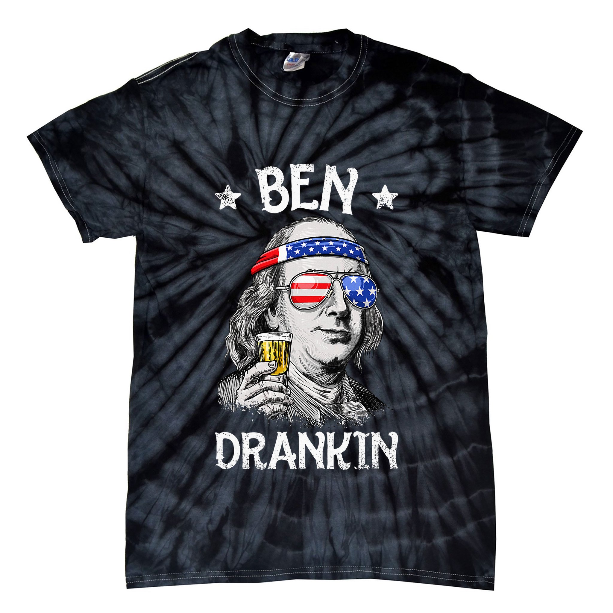 Ben Drankin 4th Of July Benjamin Franklin Women Usa Flag Tie-Dye T-Shirt