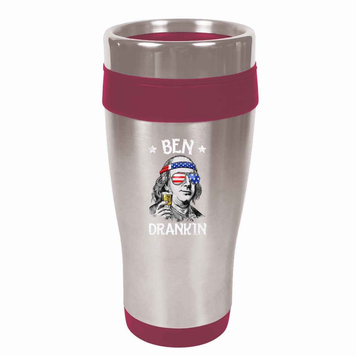 Ben Drankin 4th Of July Benjamin Franklin Women Usa Flag 16oz Travel Tumbler