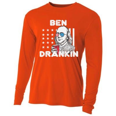 Ben Drankin 4th Of July Patriotic Funny Benjamin Franklin Meaningful Gift Cooling Performance Long Sleeve Crew