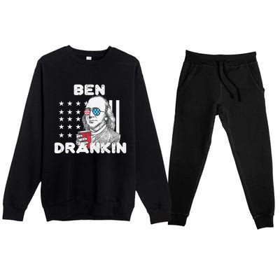 Ben Drankin 4th Of July Patriotic Funny Benjamin Franklin Meaningful Gift Premium Crewneck Sweatsuit Set