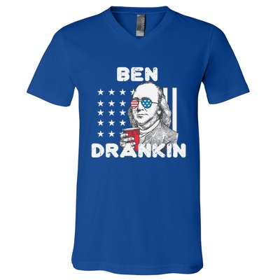 Ben Drankin 4th Of July Patriotic Funny Benjamin Franklin Meaningful Gift V-Neck T-Shirt