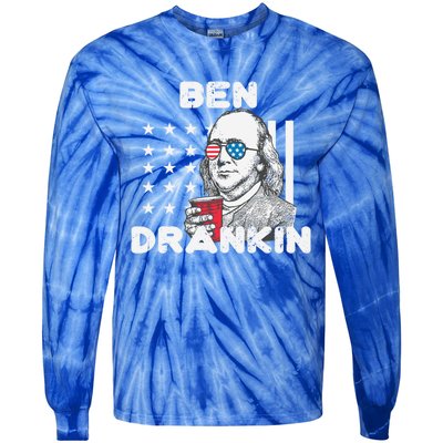 Ben Drankin 4th Of July Patriotic Funny Benjamin Franklin Meaningful Gift Tie-Dye Long Sleeve Shirt