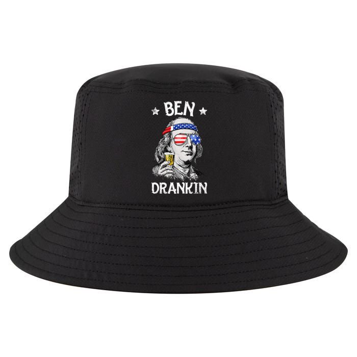 Ben Drankin 4th of July Benjamin Franklin Wo USA Flag Cool Comfort Performance Bucket Hat