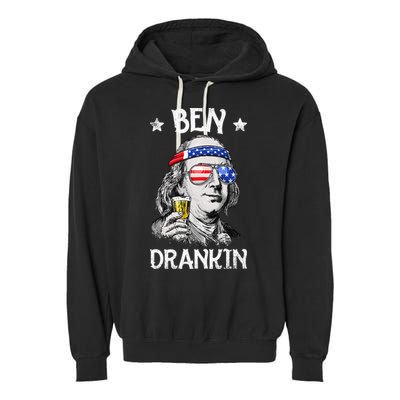 Ben Drankin 4th of July Benjamin Franklin Wo USA Flag Garment-Dyed Fleece Hoodie