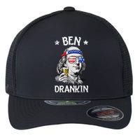 Ben Drankin 4th of July Benjamin Franklin Wo USA Flag Flexfit Unipanel Trucker Cap