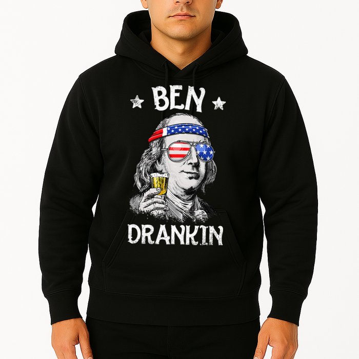 Ben Drankin 4th of July Benjamin Franklin Wo USA Flag Hoodie