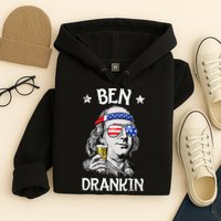 Ben Drankin 4th of July Benjamin Franklin Wo USA Flag Hoodie
