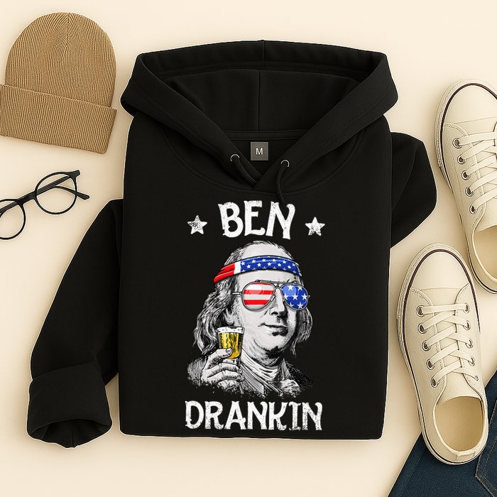 Ben Drankin 4th of July Benjamin Franklin Wo USA Flag Hoodie