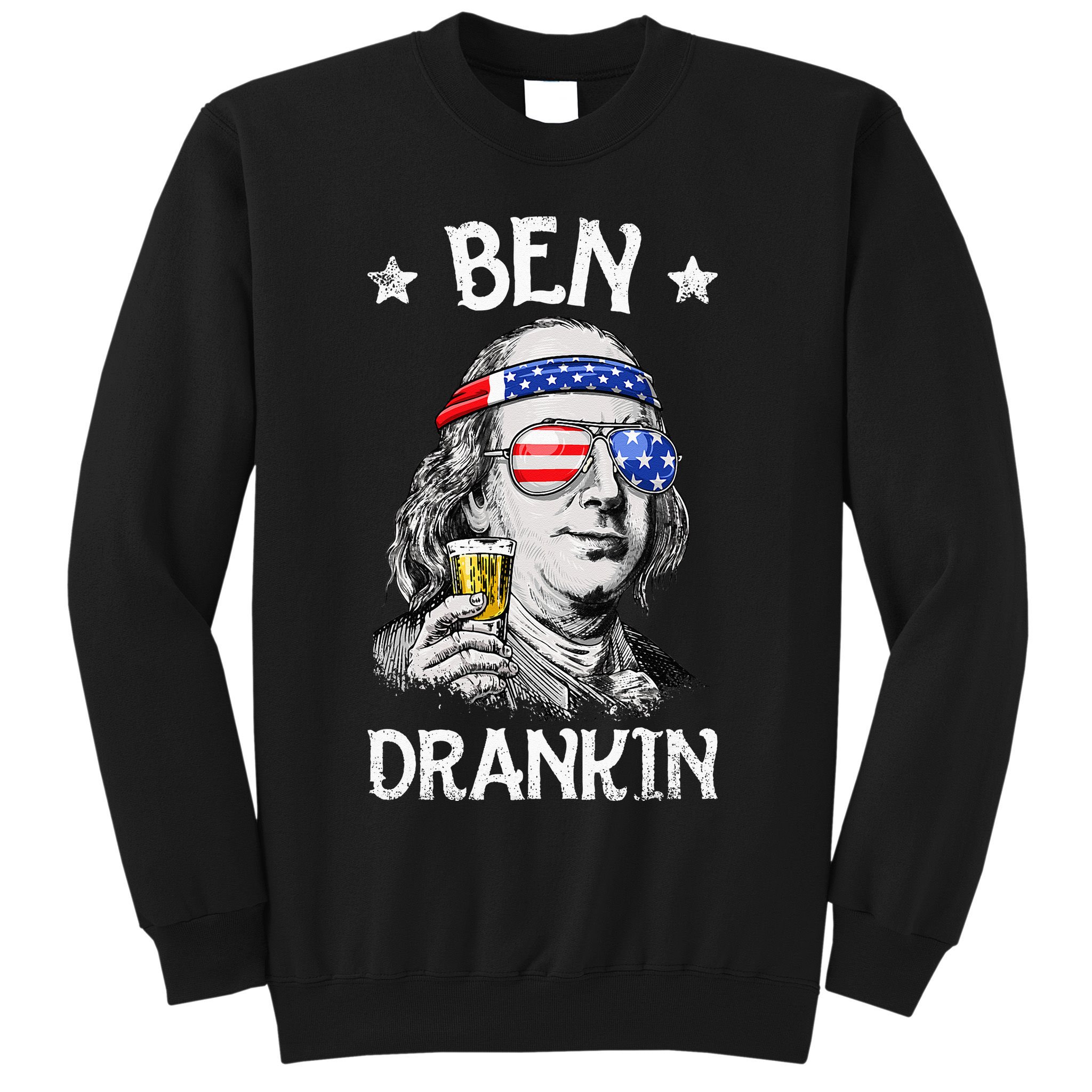 Ben Drankin 4th of July Benjamin Franklin Wo USA Flag Sweatshirt