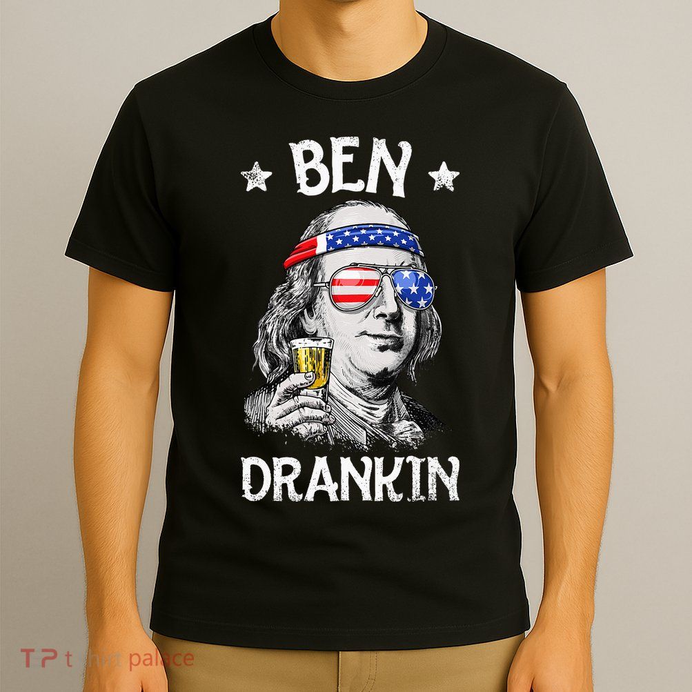Ben Drankin 4th of July Benjamin Franklin Wo USA Flag T-Shirt