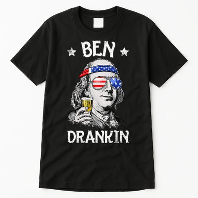 Ben Drankin 4th of July Benjamin Franklin Wo USA Flag Tall T-Shirt