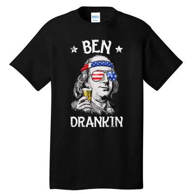 Ben Drankin 4th of July Benjamin Franklin Wo USA Flag Tall T-Shirt