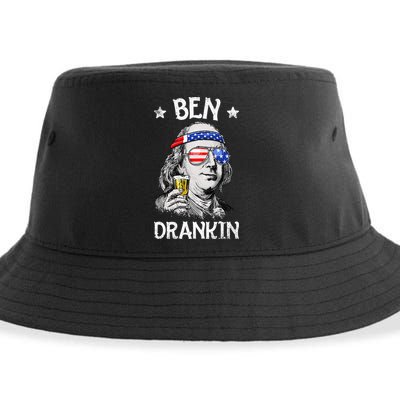 Ben Drankin 4th of July Benjamin Franklin Wo USA Flag Sustainable Bucket Hat
