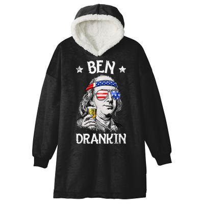 Ben Drankin 4th of July Benjamin Franklin Wo USA Flag Hooded Wearable Blanket