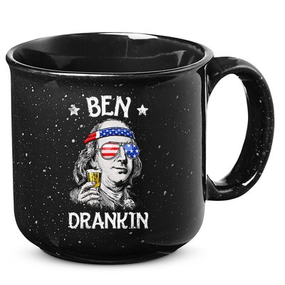 Ben Drankin 4th of July Benjamin Franklin Wo USA Flag 15oz Campfire Ceramic Mug