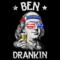 Ben Drankin 4th of July Benjamin Franklin Wo USA Flag Drawstring Bag