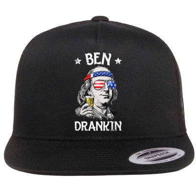 Ben Drankin 4th of July Benjamin Franklin Wo USA Flag Flatbill Hat
