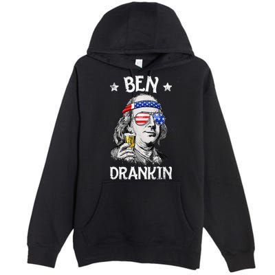 Ben Drankin 4th of July Benjamin Franklin Wo USA Flag Premium Pullover Hoodie