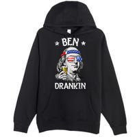 Ben Drankin 4th of July Benjamin Franklin Wo USA Flag Premium Pullover Hoodie