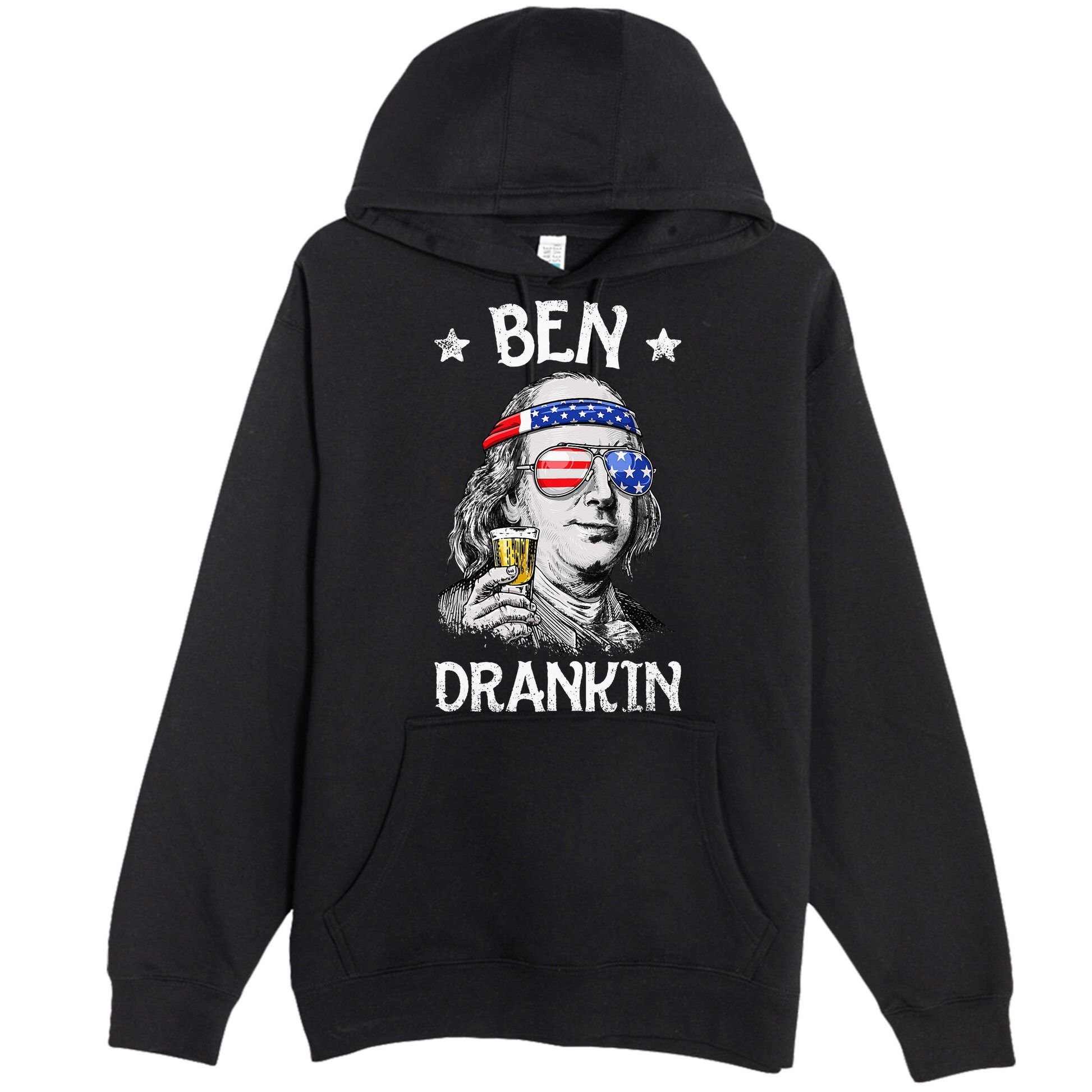 Ben Drankin 4th of July Benjamin Franklin Wo USA Flag Premium Pullover Hoodie