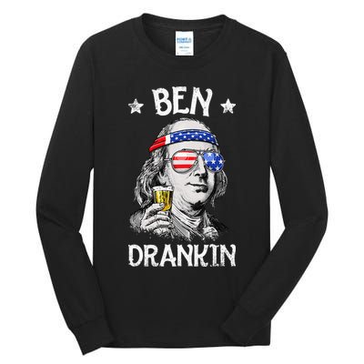 Ben Drankin 4th of July Benjamin Franklin Wo USA Flag Tall Long Sleeve T-Shirt