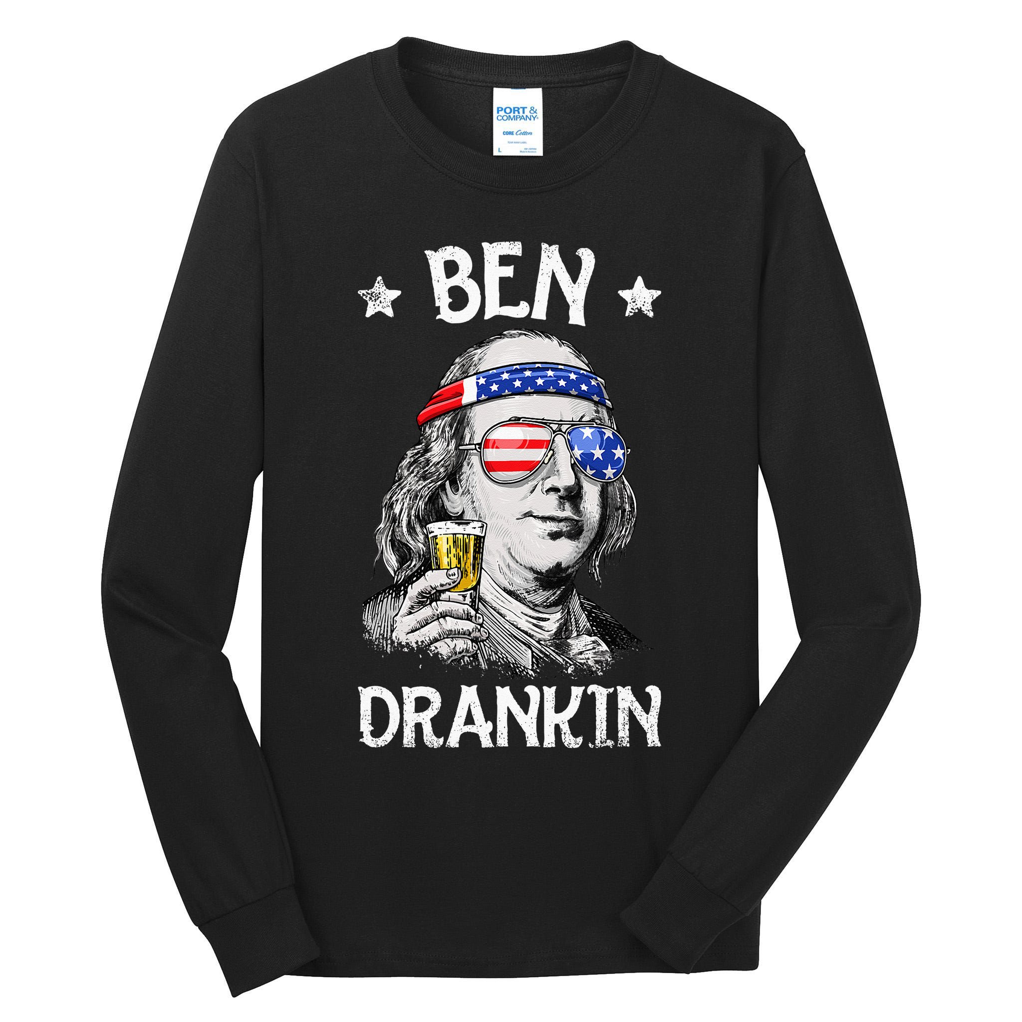 Ben Drankin 4th of July Benjamin Franklin Wo USA Flag Tall Long Sleeve T-Shirt