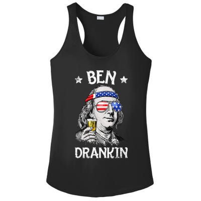 Ben Drankin 4th of July Benjamin Franklin Wo USA Flag Ladies PosiCharge Competitor Racerback Tank
