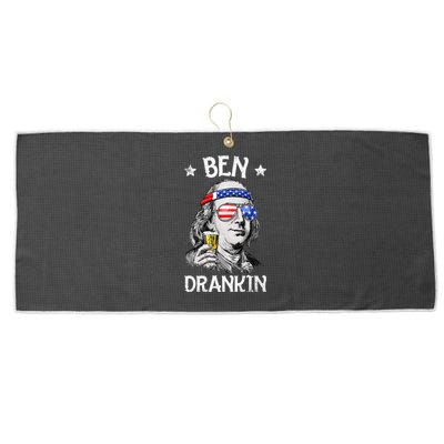 Ben Drankin 4th of July Benjamin Franklin Wo USA Flag Large Microfiber Waffle Golf Towel