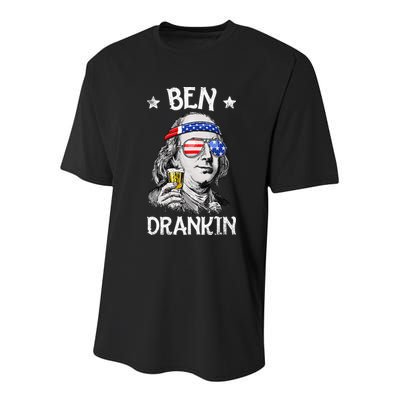 Ben Drankin 4th of July Benjamin Franklin Wo USA Flag Youth Performance Sprint T-Shirt