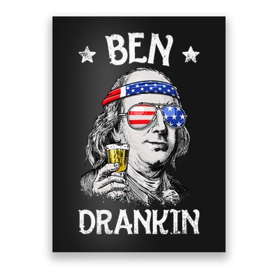 Ben Drankin 4th of July Benjamin Franklin Wo USA Flag Poster