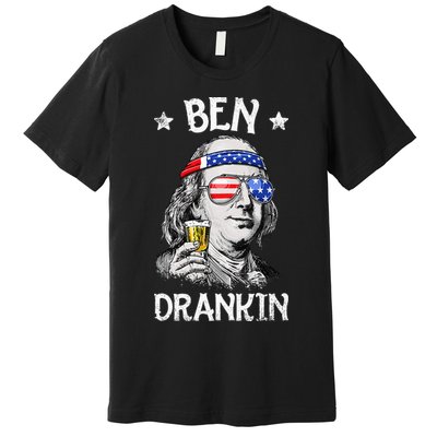 Ben Drankin 4th of July Benjamin Franklin Wo USA Flag Premium T-Shirt