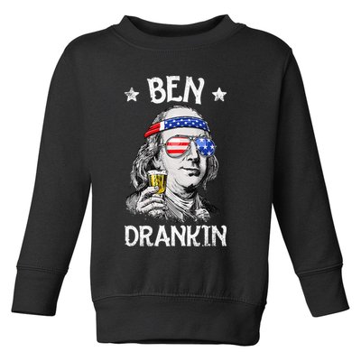 Ben Drankin 4th of July Benjamin Franklin Wo USA Flag Toddler Sweatshirt