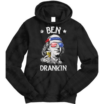 Ben Drankin 4th of July Benjamin Franklin Wo USA Flag Tie Dye Hoodie