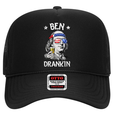 Ben Drankin 4th of July Benjamin Franklin Wo USA Flag Trucker Hat