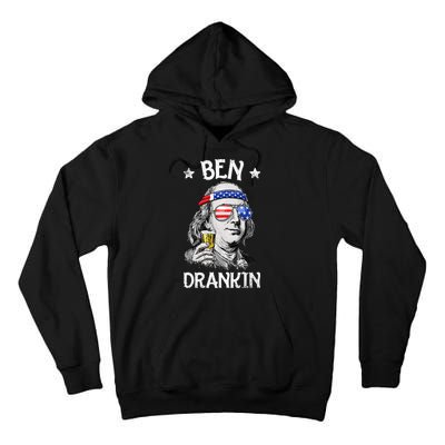 Ben Drankin 4th of July Benjamin Franklin Wo USA Flag Tall Hoodie