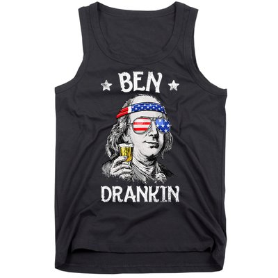 Ben Drankin 4th of July Benjamin Franklin Wo USA Flag Tank Top
