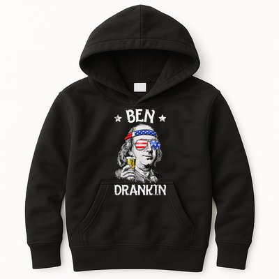 Ben Drankin 4th of July Benjamin Franklin Wo USA Flag Kids Hoodie