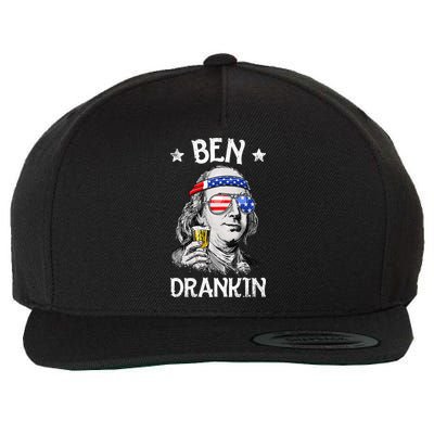 Ben Drankin 4th of July Benjamin Franklin Wo USA Flag Wool Snapback Cap