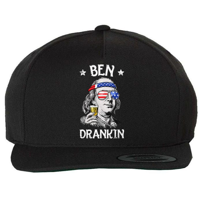 Ben Drankin 4th of July Benjamin Franklin Wo USA Flag Wool Snapback Cap