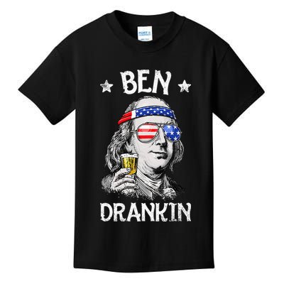 Ben Drankin 4th of July Benjamin Franklin Wo USA Flag Kids T-Shirt