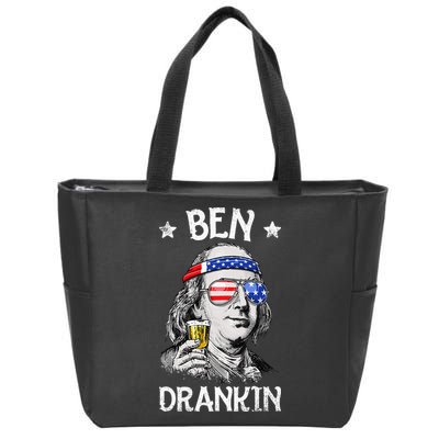 Ben Drankin 4th of July Benjamin Franklin Wo USA Flag Zip Tote Bag