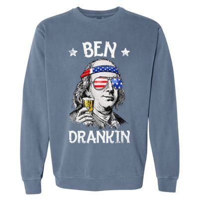 Ben Drankin 4th of July Benjamin Franklin Wo USA Flag Garment-Dyed Sweatshirt