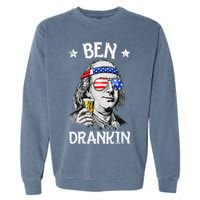 Ben Drankin 4th of July Benjamin Franklin Wo USA Flag Garment-Dyed Sweatshirt